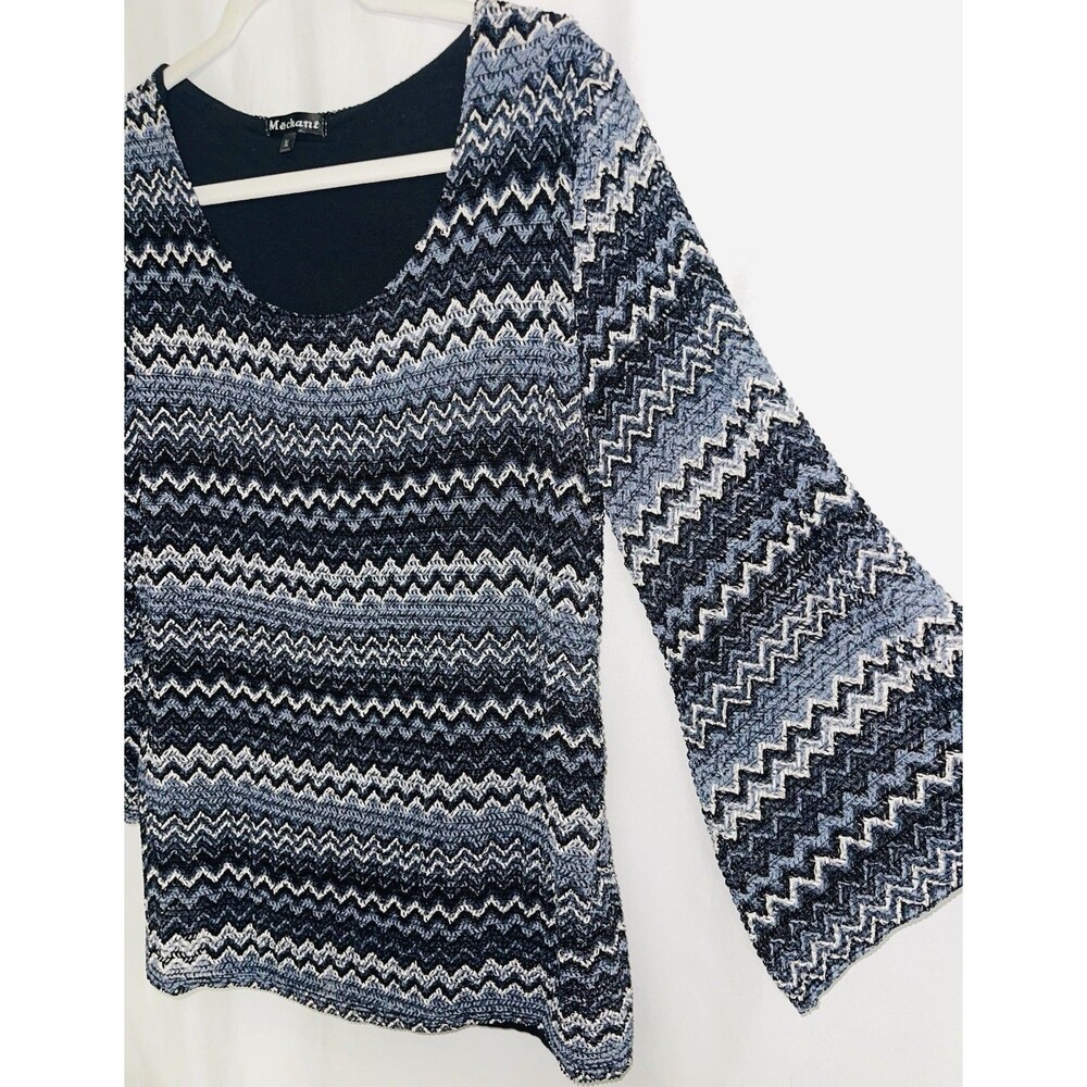 Crochet Chevron Top Blue Bell Sleeve Boho Y2K Women’s XL - Picture 3 of 8